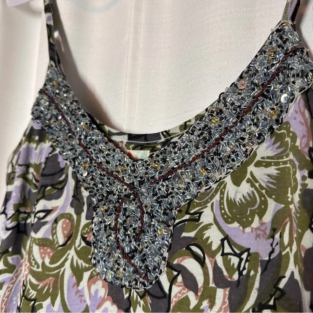 Free People Western Royalty Beaded Dark Floral Boho Sundress S Whimsigoth Fairy - Picture 6 of 13